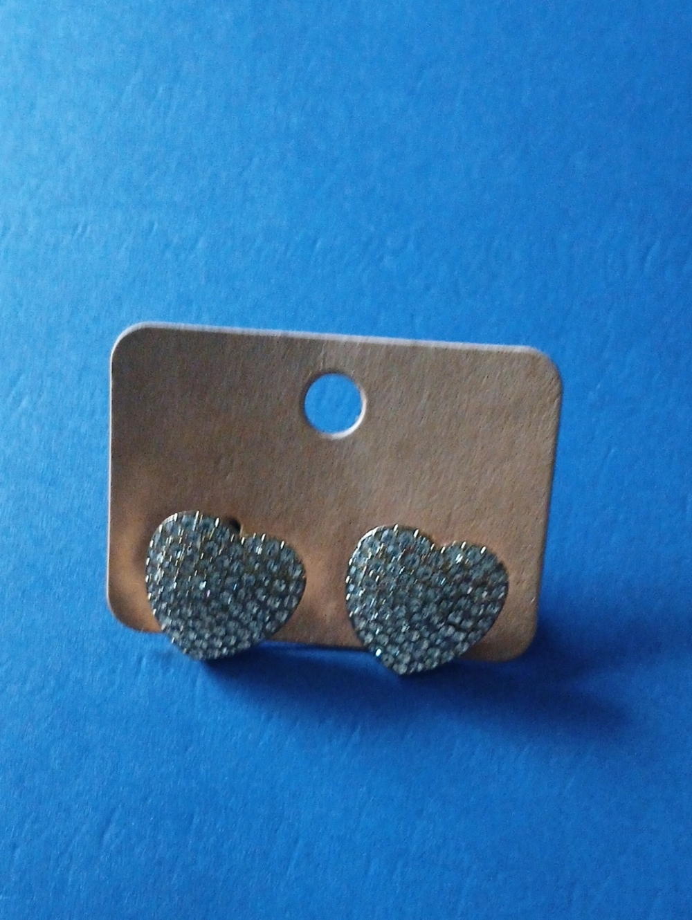 GOLD Tone Heart Pavé Stud Earrings - Women Jewelry
